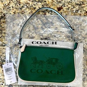 COACH Nolita 19” colorblock emerald green